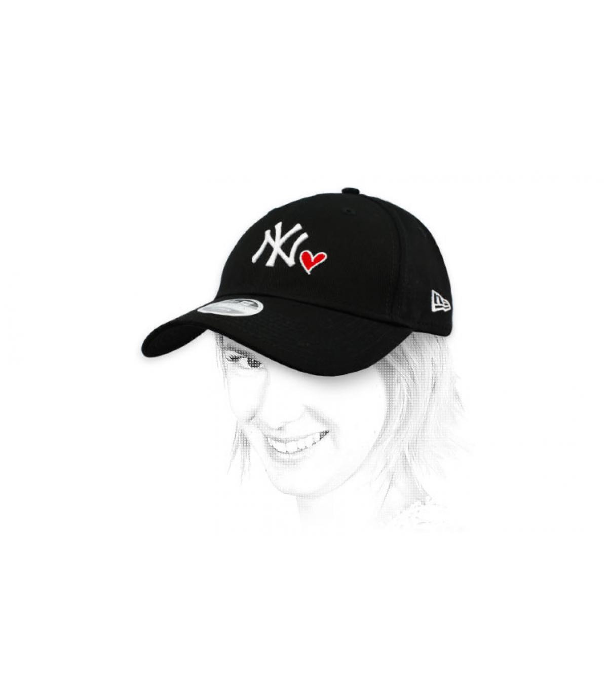 gorra mujer NY corazón negro Casquette Wmns Heart NY 940 black gorra mujer NY corazón negro Casquette Wmns Heart NY 940 black